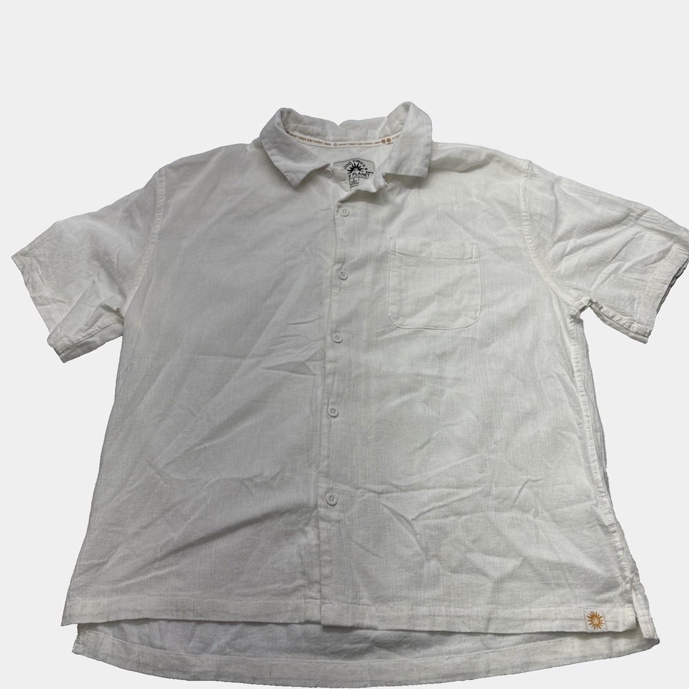 Men's Good Times & Sunny Days Shirt - Cream With Embroidery-Size L Vacation